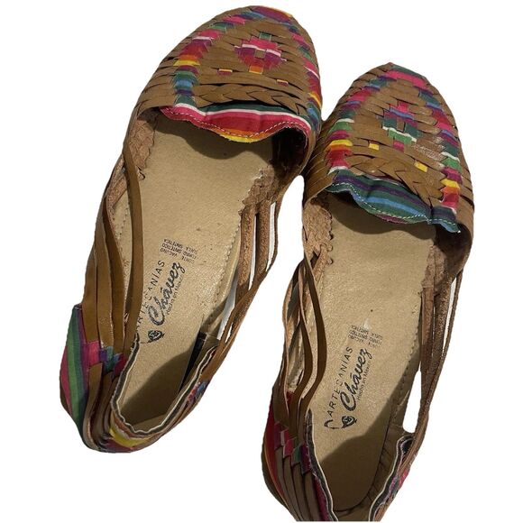 Arte Sanias Chavez Multicolor Sarape Huarache Sandals Women’s Size 10 - Picture 6 of 7